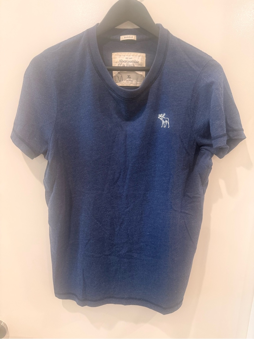 Abercrombie & Fitch Men's Deep Blue Embroidered Moose Tee